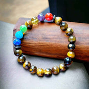 "Stone Of Success & Health" 7 Chakra Tiger Eye Bracelet (Certified)