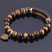 Natural Tiger Eye Heart Charm Protection Bracelet