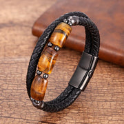 'A Stone Of Protection' Premium Tiger Eye Leather Bracelet
