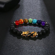 "Enhance Your Success" 7 Chakra Volcanic Lava Pixiu Wealth Bracelet