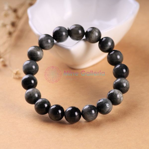 Black Sulemani Hakik / Banded Agate Onyx Bracelet 8 mm Beads Natural C
