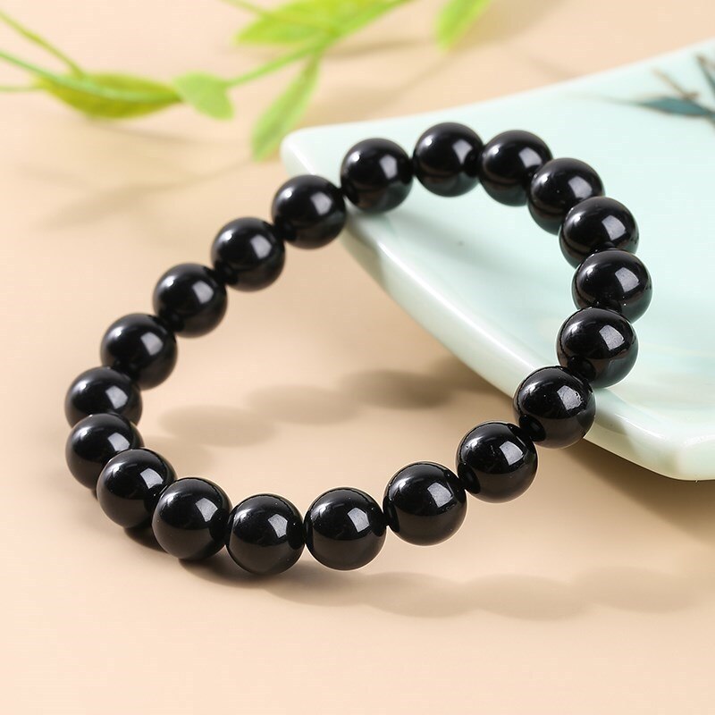 Natural Black Tourmaline Crystal  StoneBeads  Gemstone 8mm Round Loose  Beads in String for Making NecklaceJewelry  BraceletMala BLOX81