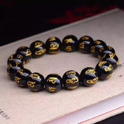 Obsidian Om Mani Padme Hum Bracelet