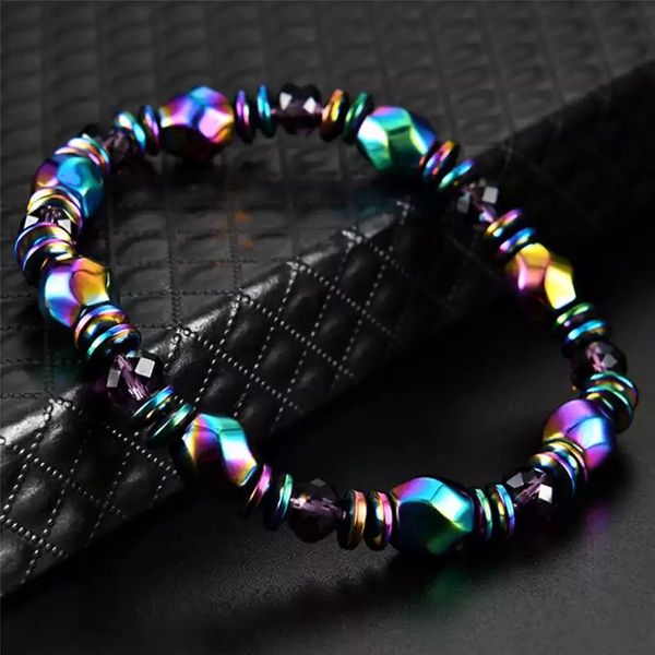 Rainbow Hematite Bracelet, Minimalist Beaded Stretch Bracelet Jewelry, –  The Midnight Crystals