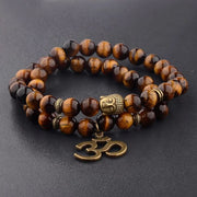 "Embrace Your Inner Confidence" Natural Tiger Eye Om Buddha Bracelet