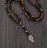 Natural Tiger Eye Matt Agate Hamsa Hand Pendant Or Necklace