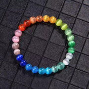 Natural Rainbow Cat's Eye 'GOOD LUCK' Bracelet