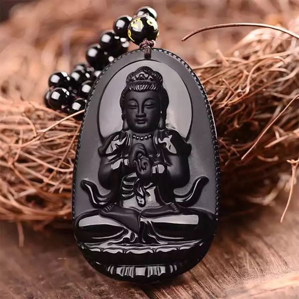 Black Onyx Buddha Head Necklace #3313 - Sun Spirit Gems